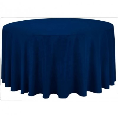 Round Tablecloth 120 Inch Navy Blue Washable Polyester Cotton Table Cloth For Wedding