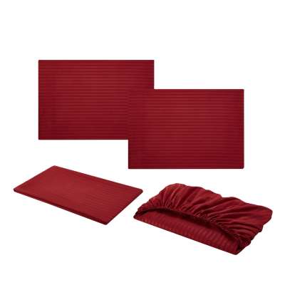 100% Polyester Red Embossing Satin Band Soft Brushed Microfiber Fabric 90gsm Bedding Set Bed linens 4pcs Per Set